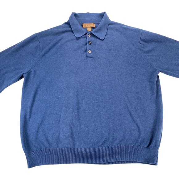 Tasso Elba Light Sweater Men Large Navy Knitted Cotton Long Raglan Sleeve - Picture 9 of 12